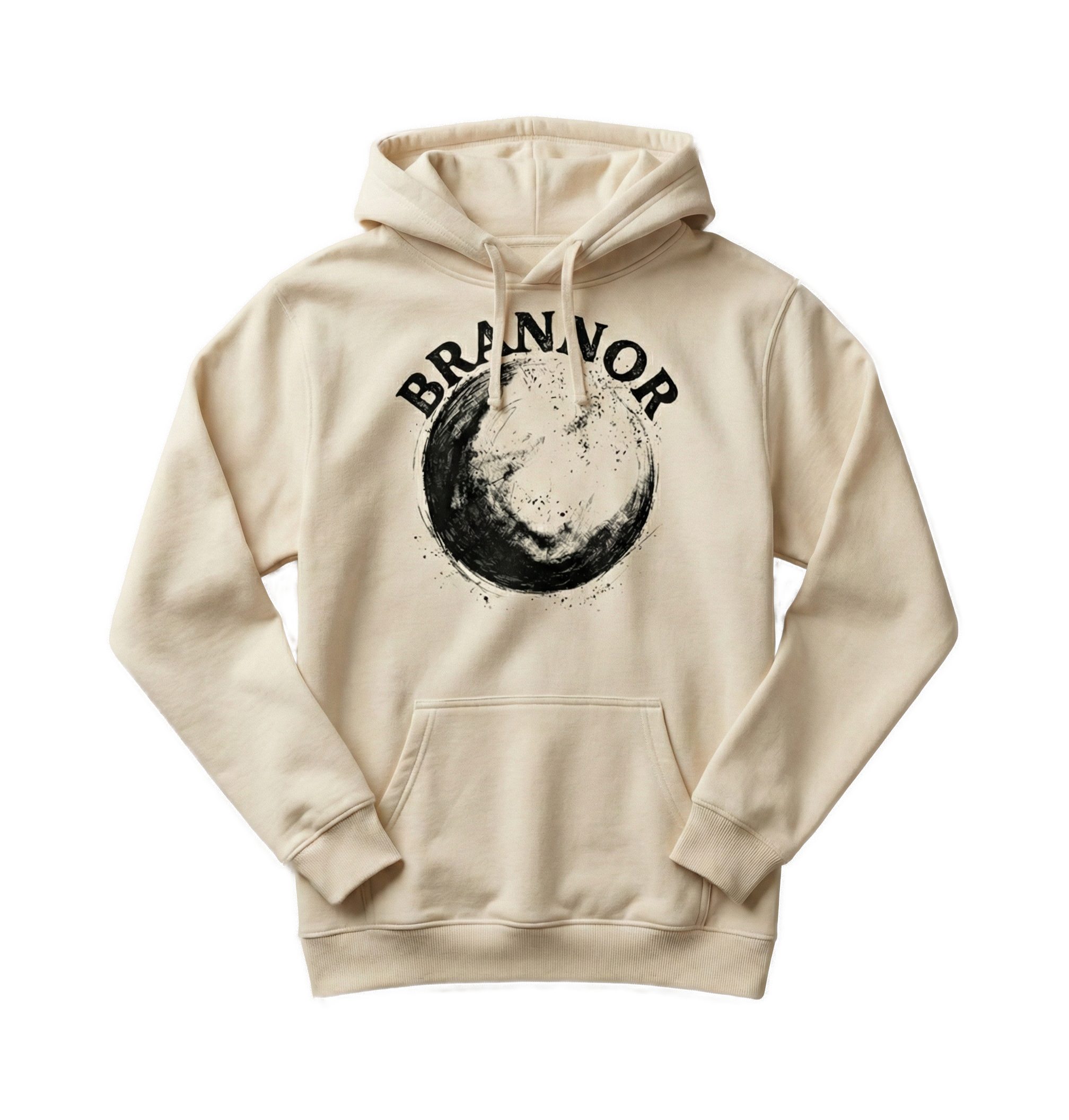 Oat hoodie with front print