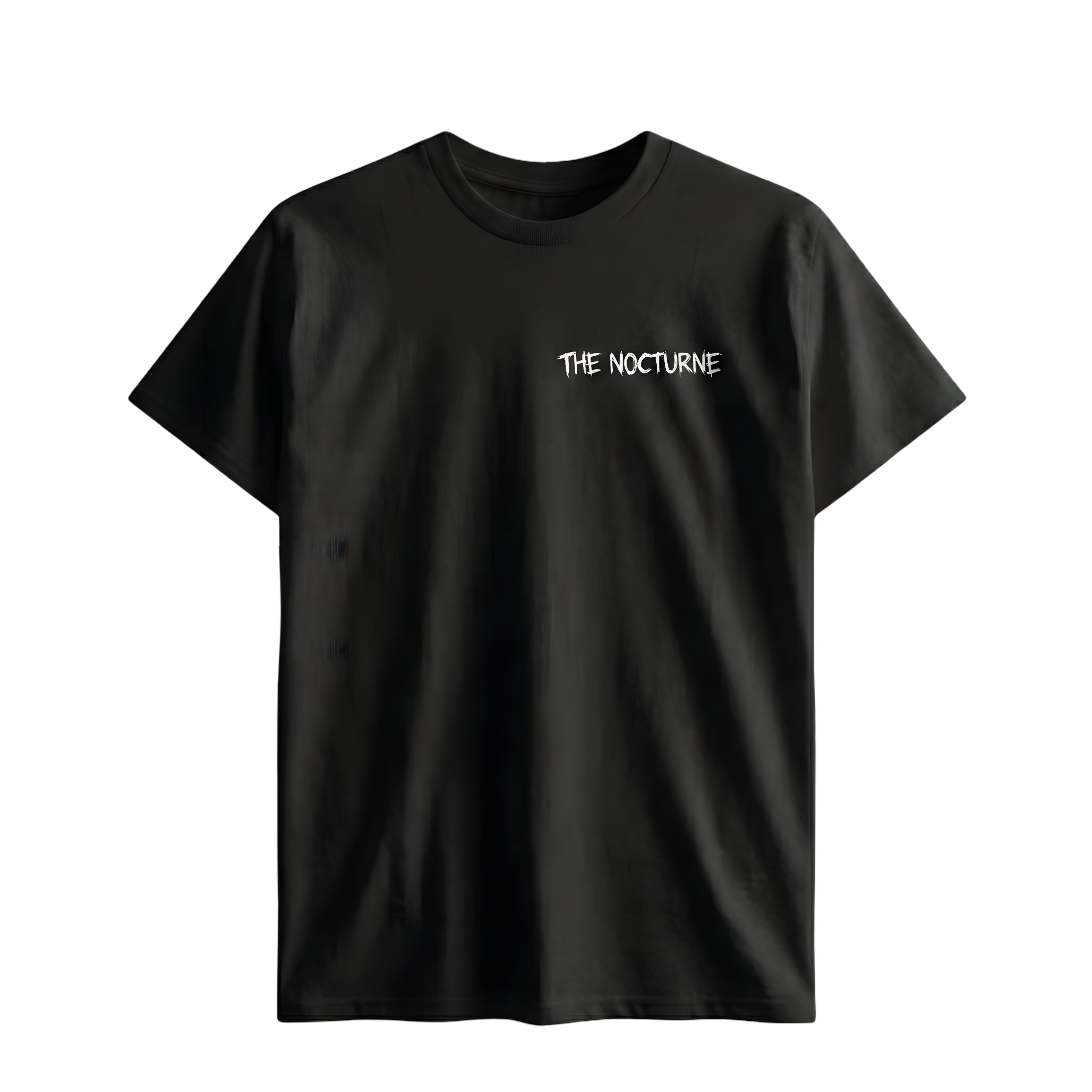 Black t-shirt with 'THE NOCTURNE' text 
