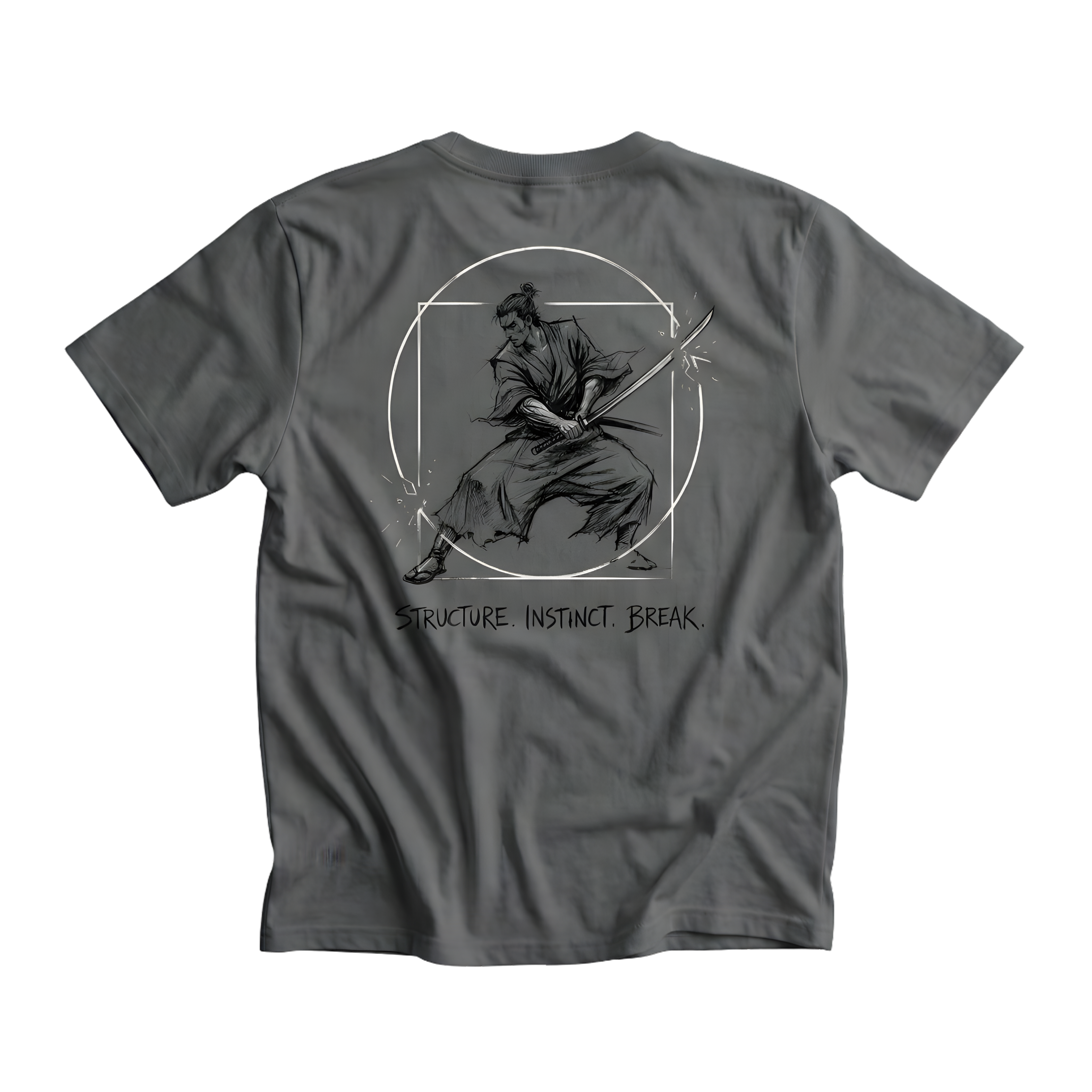 Slate Grey back print with samurai