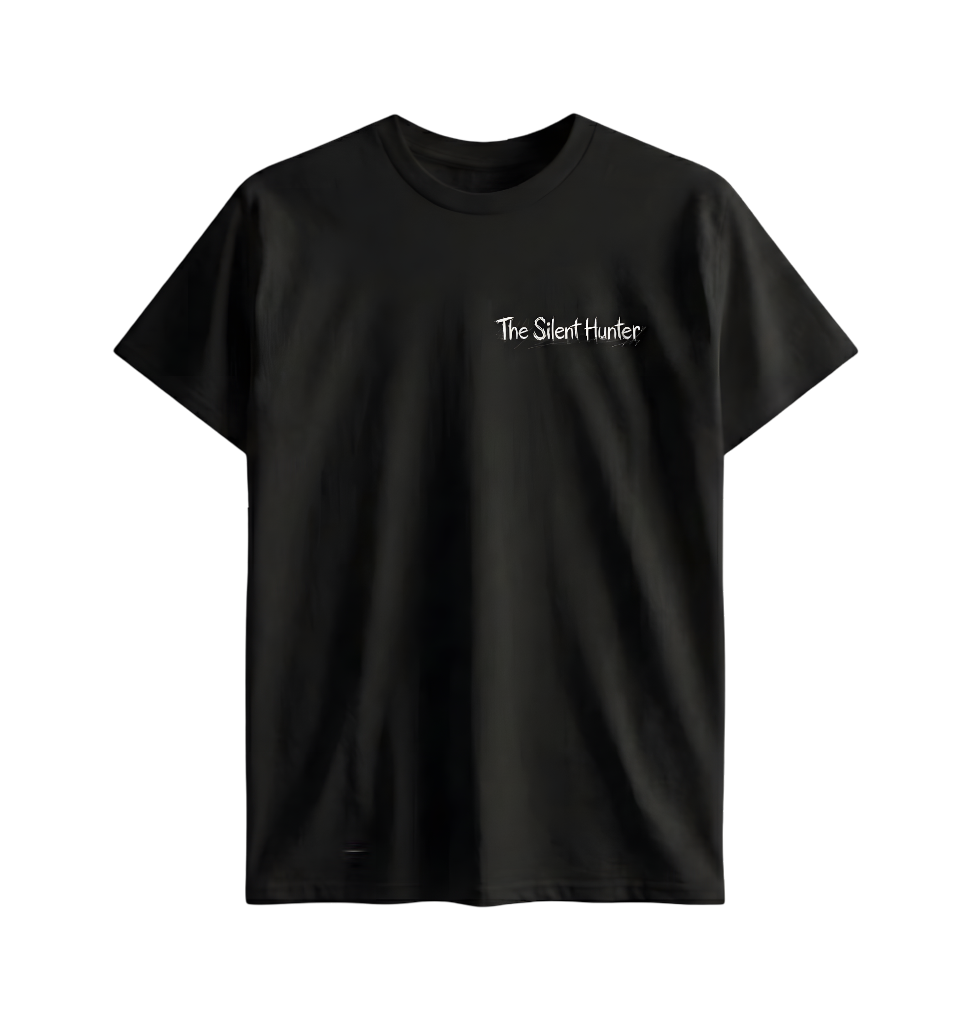 Black t-shirt with 'The Silent Hunter' text