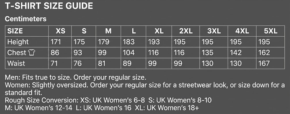 Size chart Oat Dark Grey Evergreen White